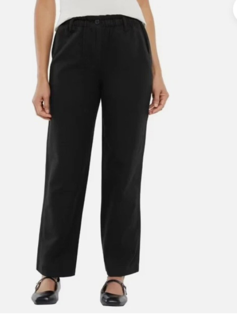 Gap Easy Twill Pants Black High Waisted Relaxed Straight Leg Large